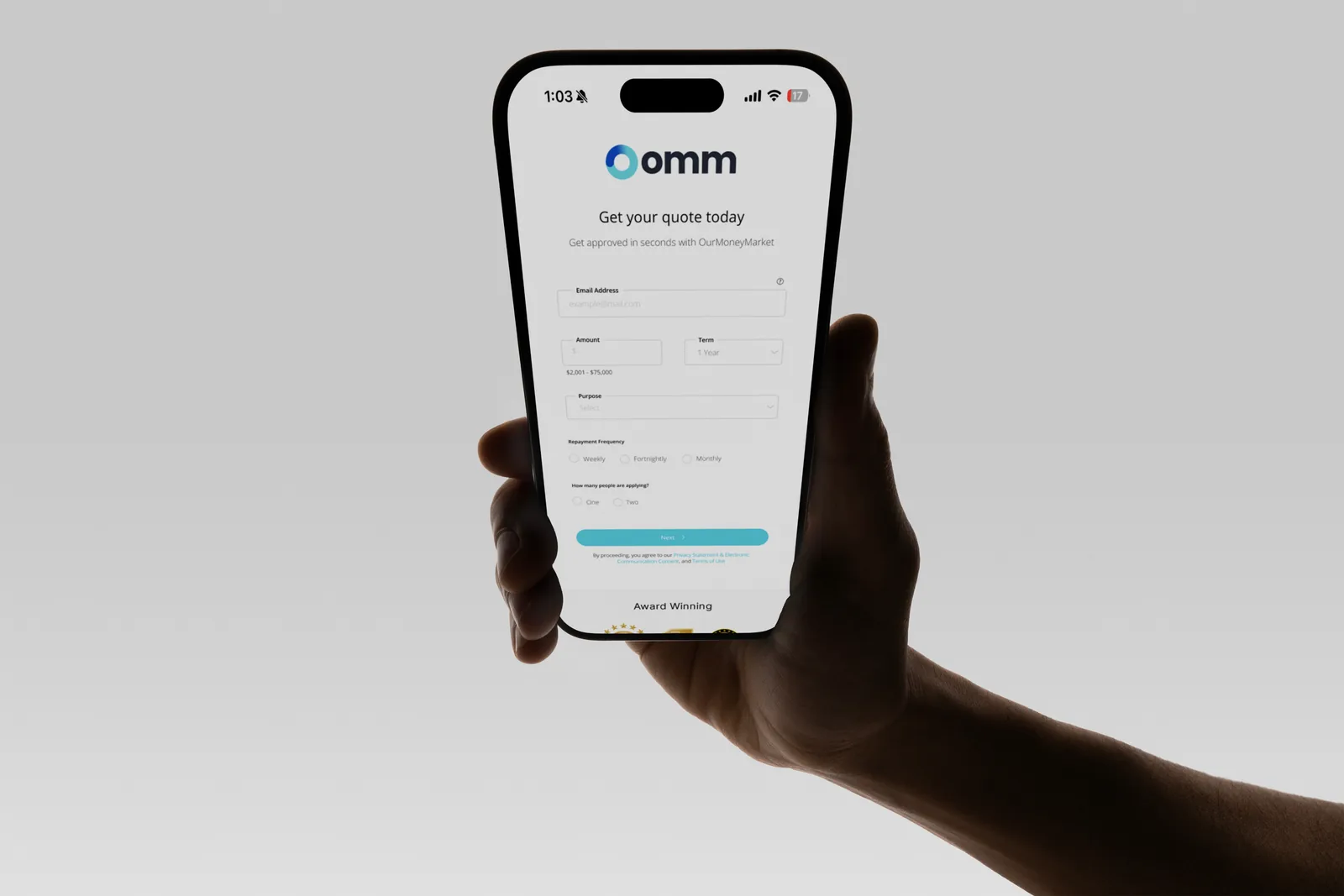 OMM application flow on a phone